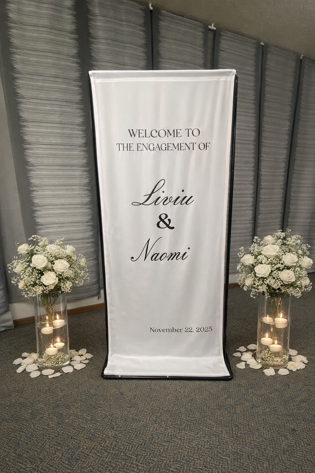 Elegant fabric and lace event sign
